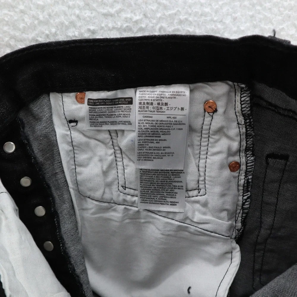 Levis 501 Jeans Men's 33x34 Black Original Straight Button Fly Denim Grunge New